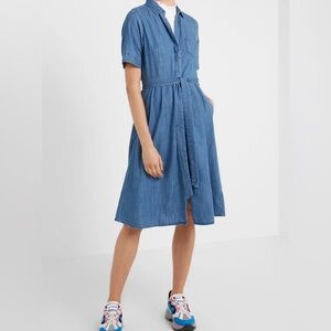 J.Crew Chambray Button Front Belted Midi Shirt Dress